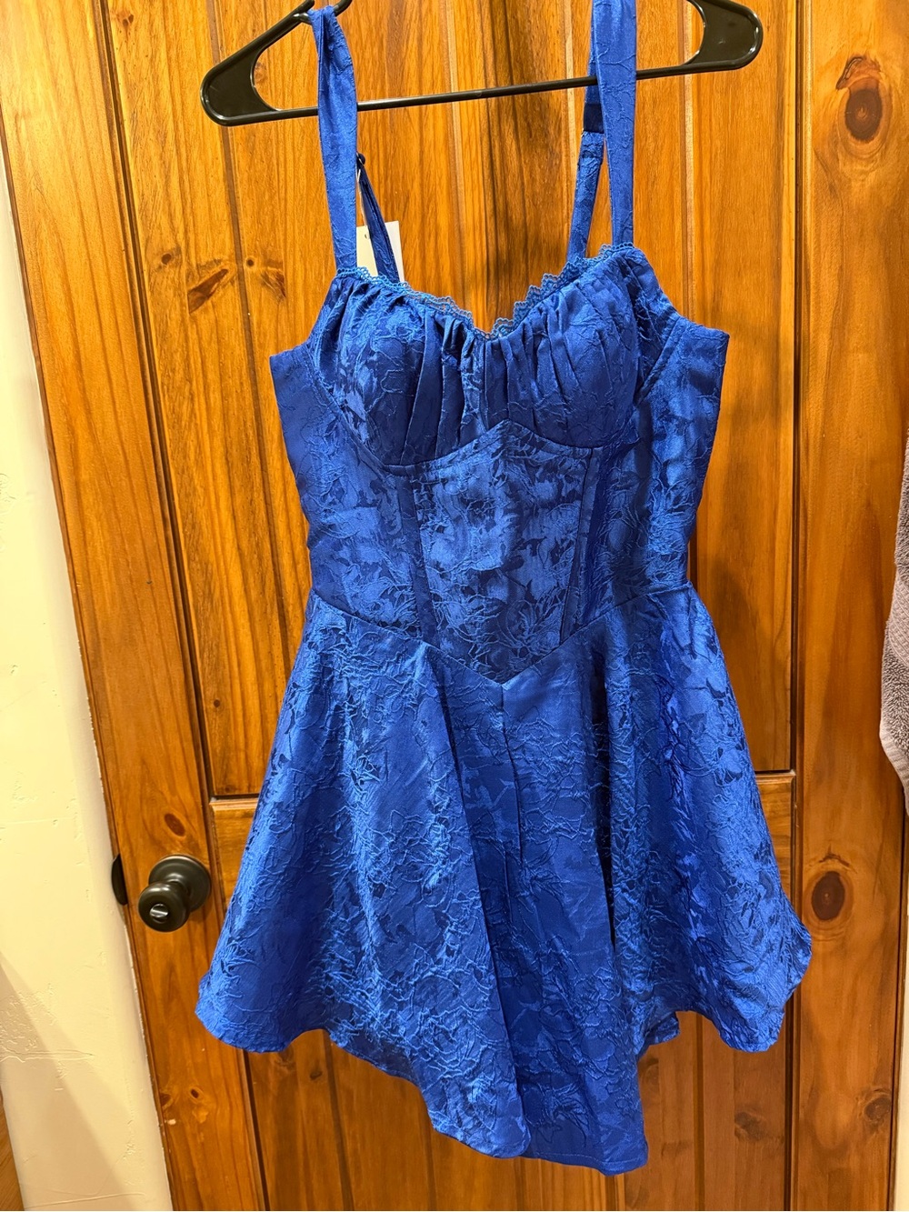 Mini Royal Blue Lace Fit-and-Flare Dress